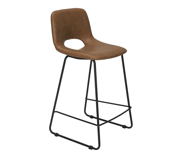 Sgabello bar acciaio semipelle cammello 65H Forty