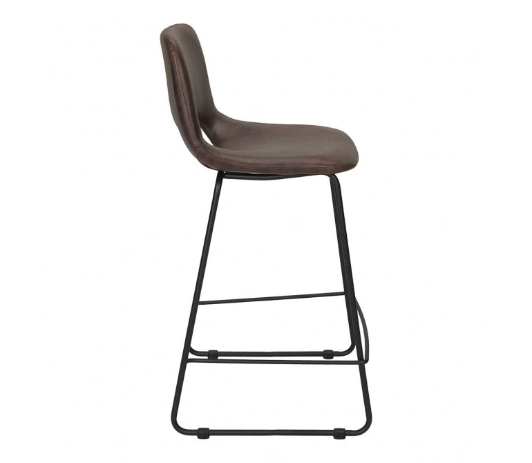 Tabouret de bar en acier semi-cuir brun 65H Forty