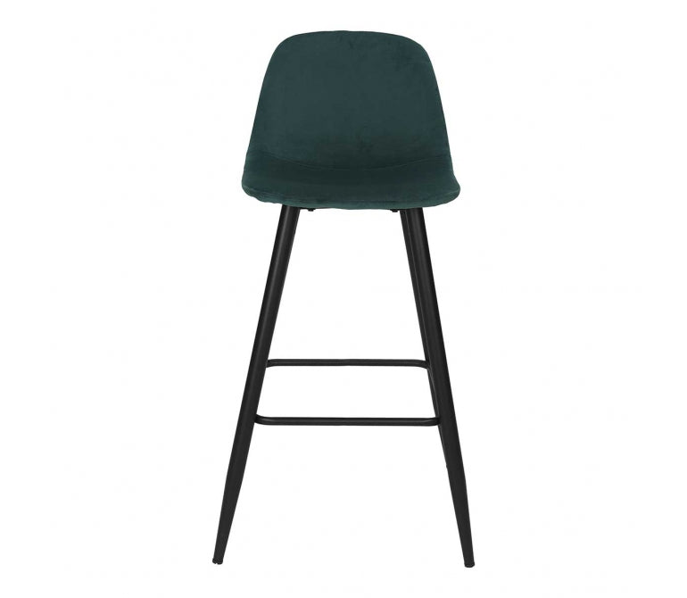 Sgabello da bar acciaio nero velluto verde Mondo