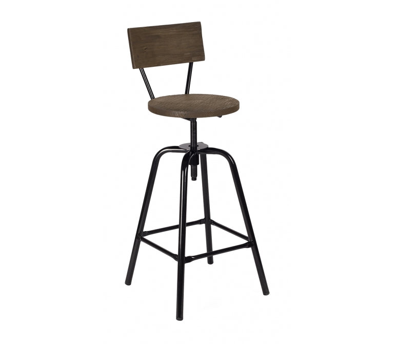 Sgabello con schienale in legno