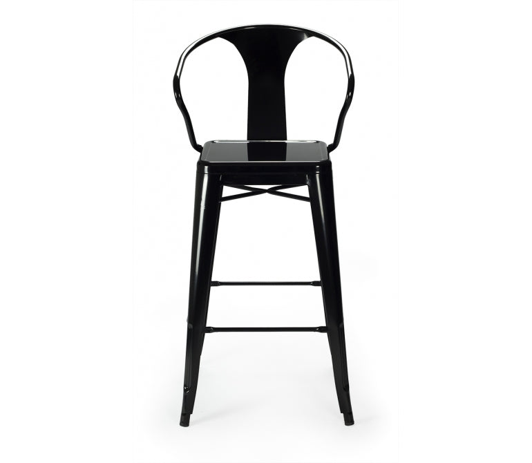 Vieux tabouret de bar avec accoudoirs noirs Nux