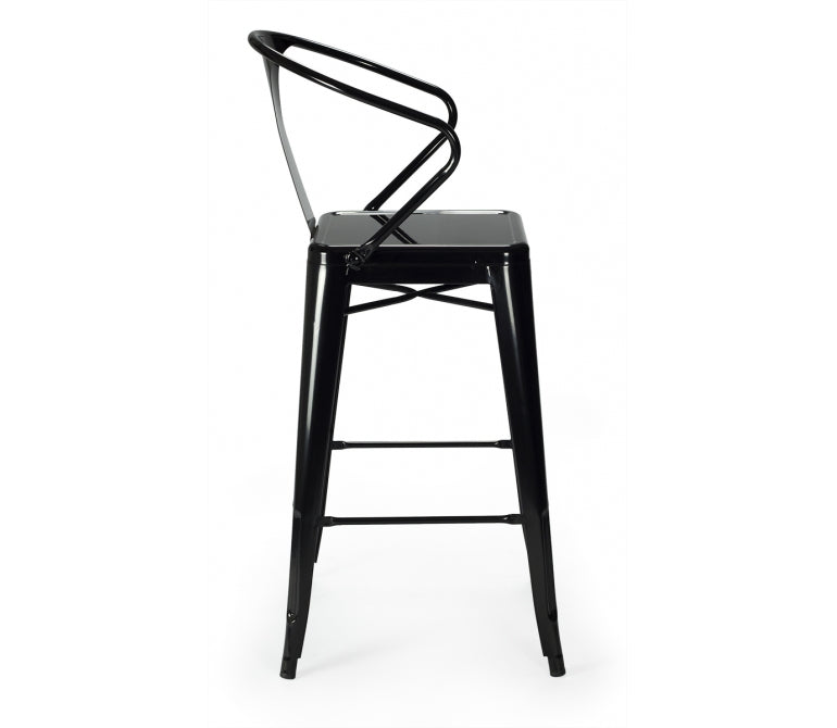 Vieux tabouret de bar avec accoudoirs noirs Nux