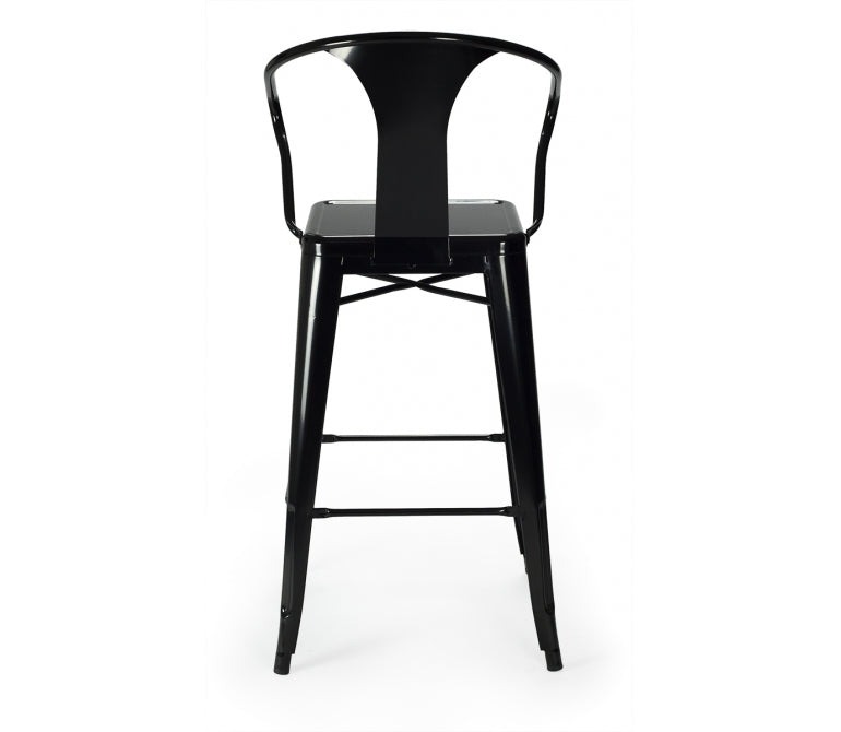 Vieux tabouret de bar avec accoudoirs noirs Nux