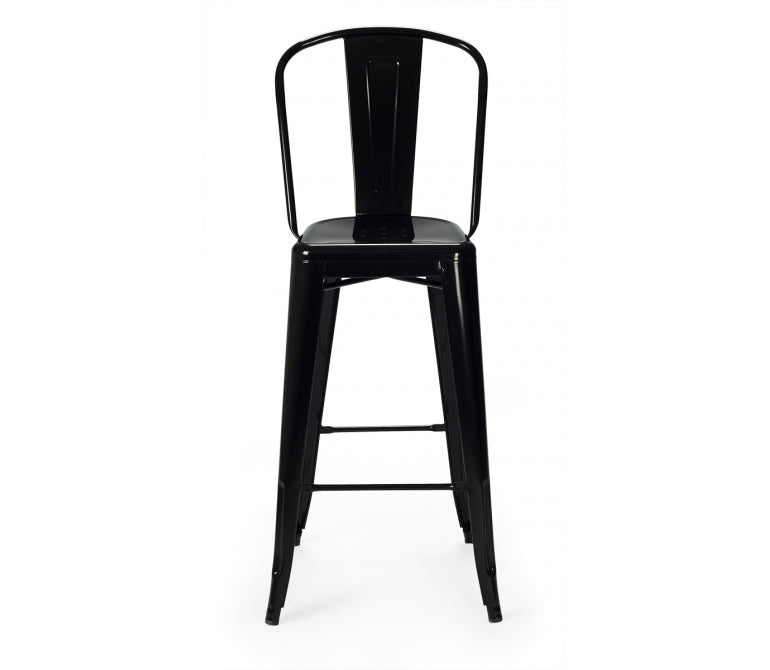 Vieux tabouret de bar avec dossier haut en couleur Nux