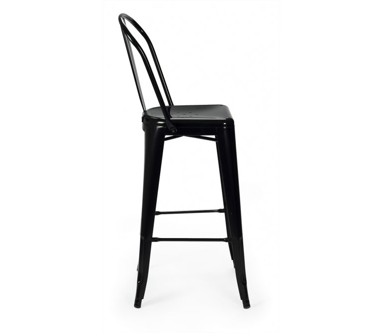 Vieux tabouret de bar avec dossier haut en couleur Nux