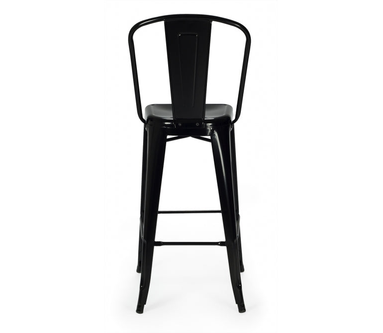 Vieux tabouret de bar avec dossier haut en couleur Nux