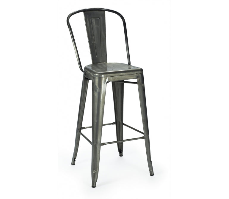 Tabouret de bar à dossier haut industriel Nux