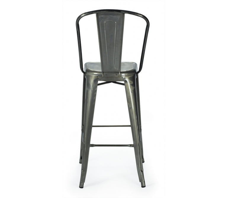 Tabouret de bar à dossier haut industriel Nux