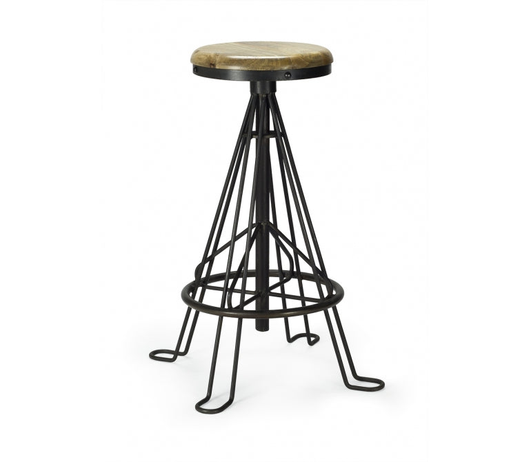 Harry, tabouret de bar industriel vintage en bois