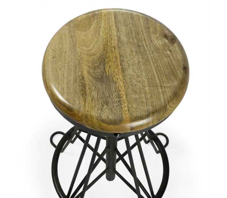 Harry, tabouret de bar industriel vintage en bois