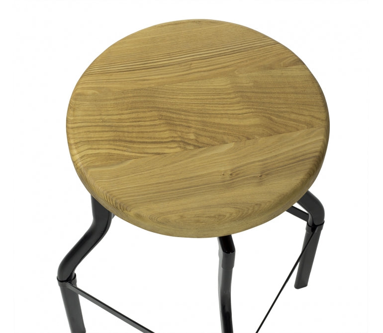 Vieux tabouret de bar en bois H62 Turner