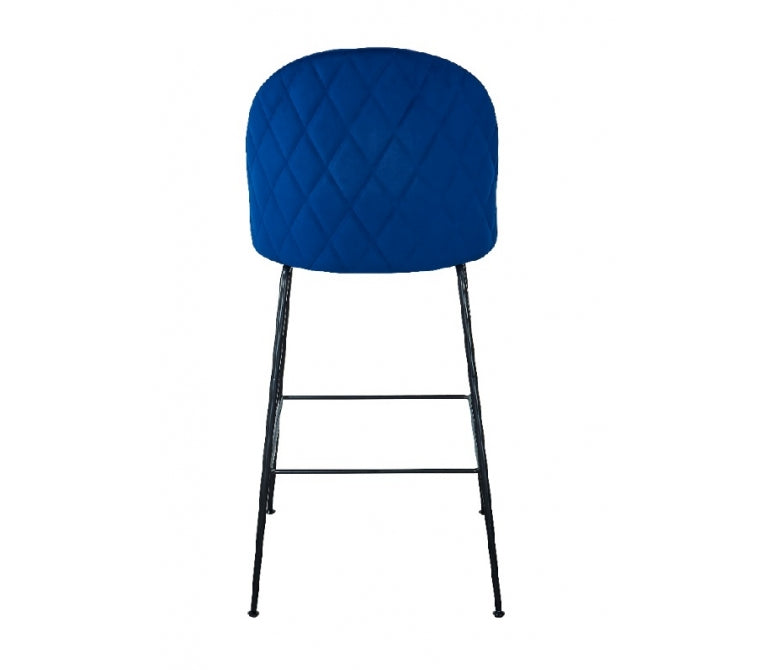 Sgabello da bar in velluto blu 75cm Genova
