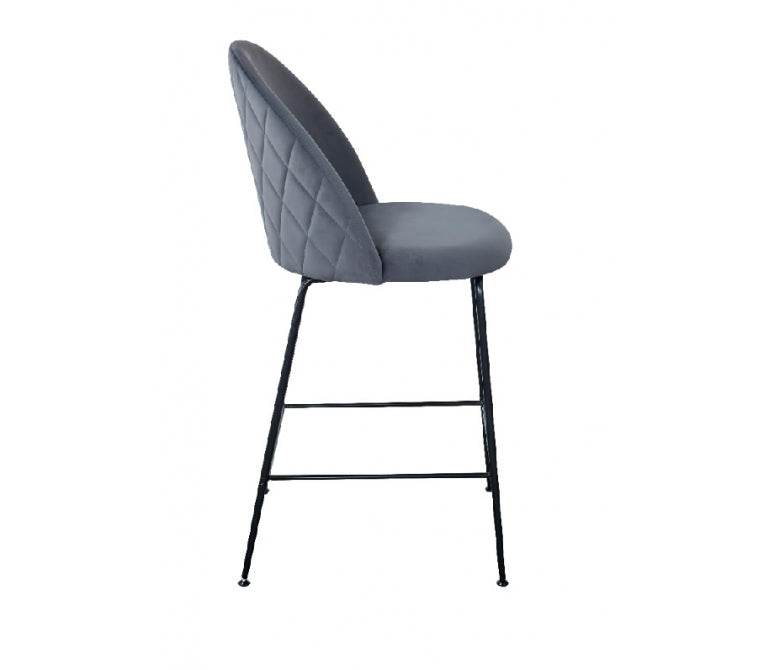 Grijze fluwelen barkruk 75cm Genova