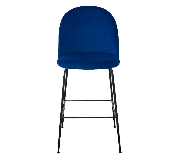 Sgabello da bar in velluto blu 75cm Genova