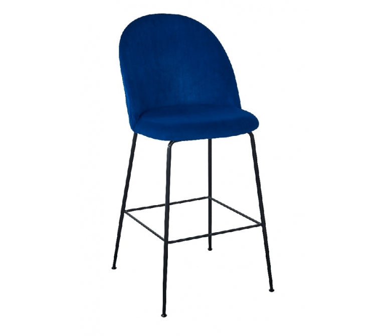 Sgabello da bar in velluto blu 75cm Genova