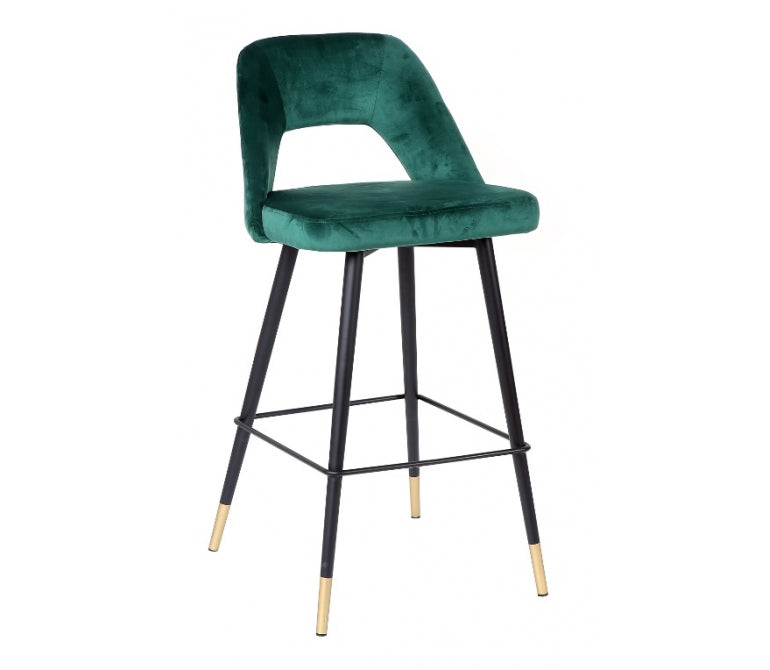 Sgabello da bar in velluto verde Vasanti