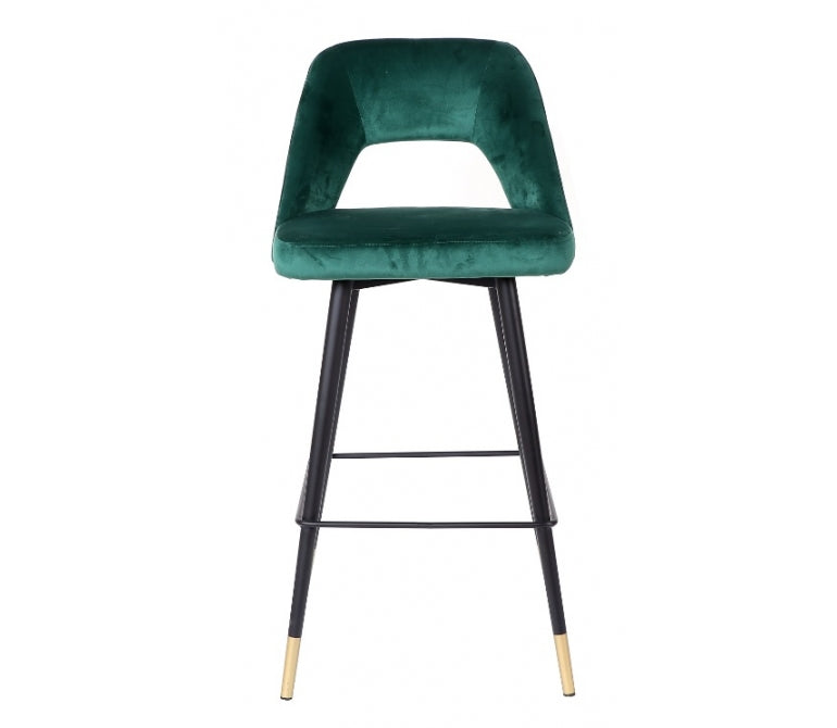 Sgabello da bar in velluto verde Vasanti