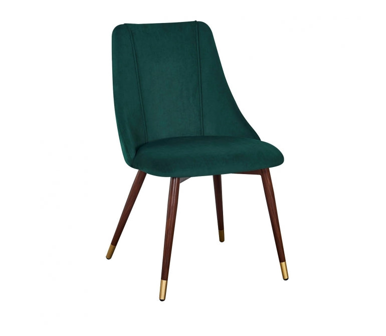 Chaise de salle à manger en velours vert Casilda
