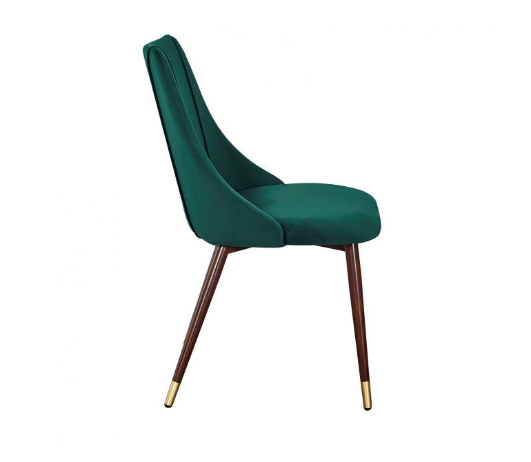 Chaise de salle à manger en velours vert Casilda