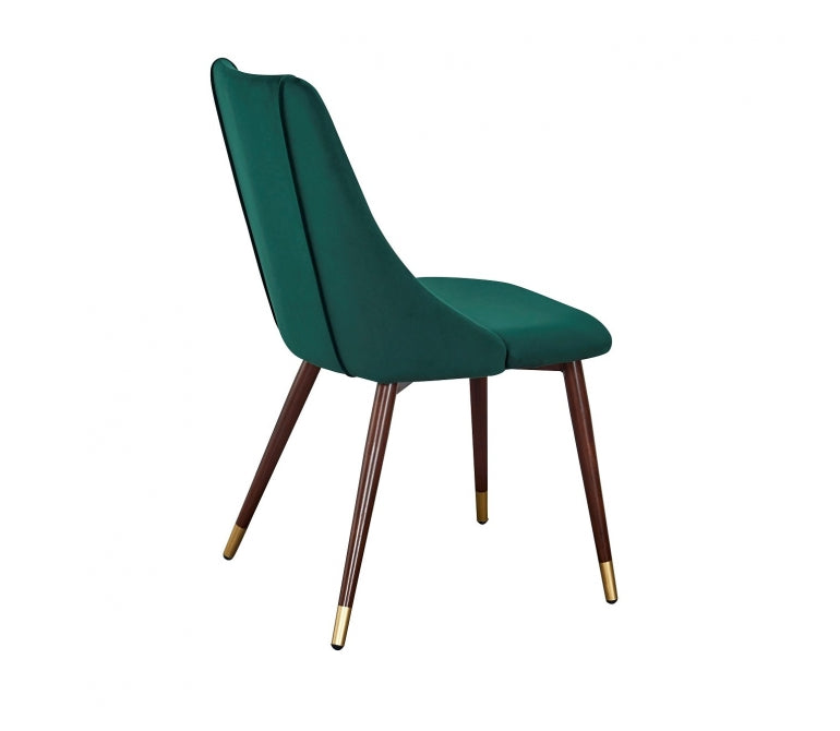 Chaise de salle à manger en velours vert Casilda