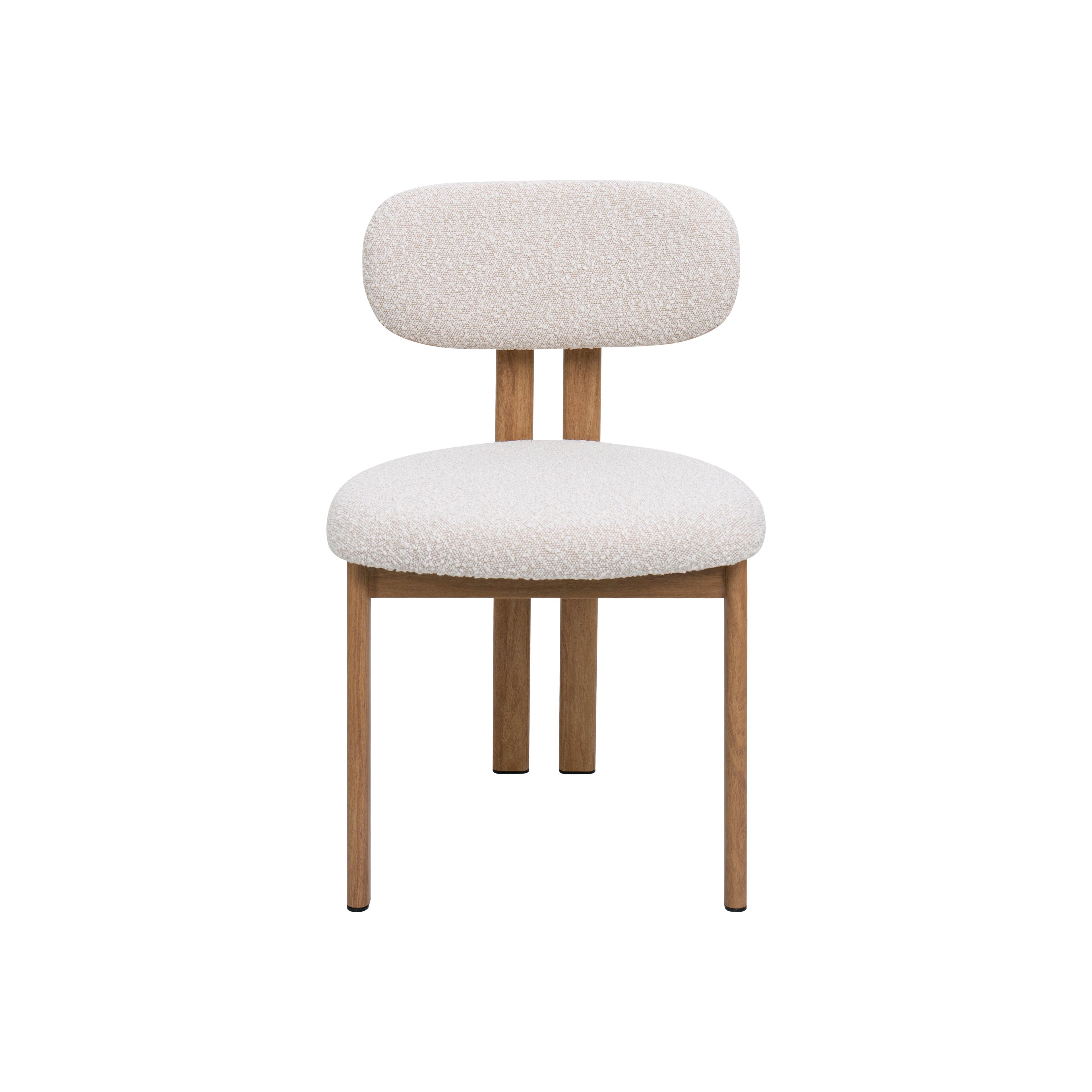 Silla de comedor imitación madera bouclé Dorian