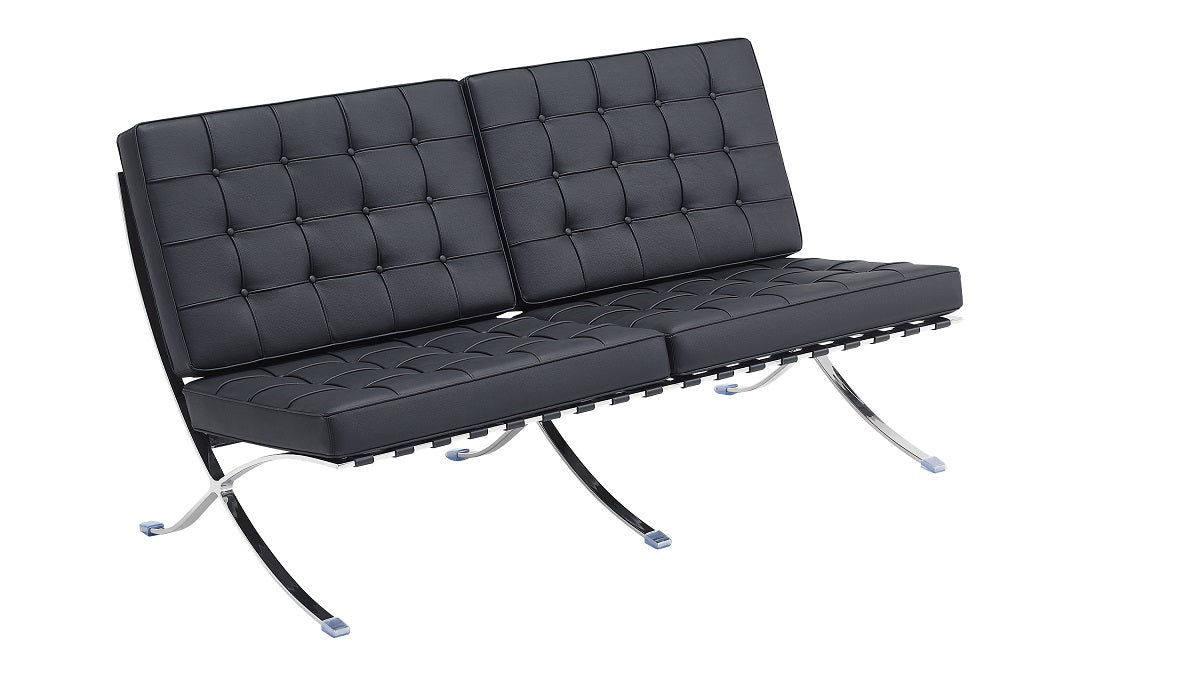 Design fauteuil met halfleren voetenbank Barna
