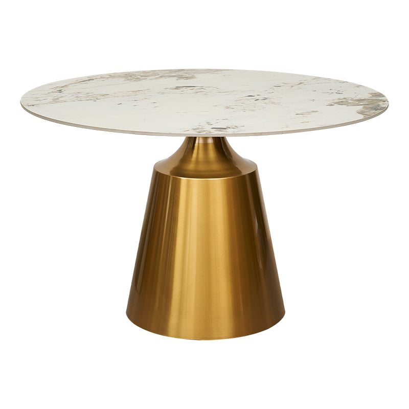Mesa de comedor base dorada tapa redonda 130 cm