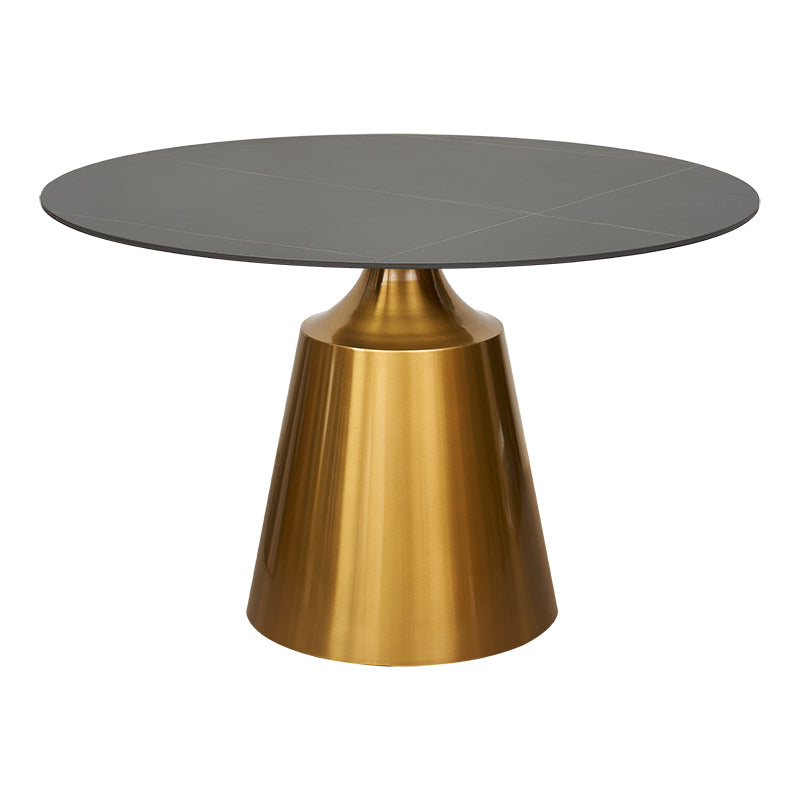 Mesa de comedor base dorada tapa redonda 130 cm