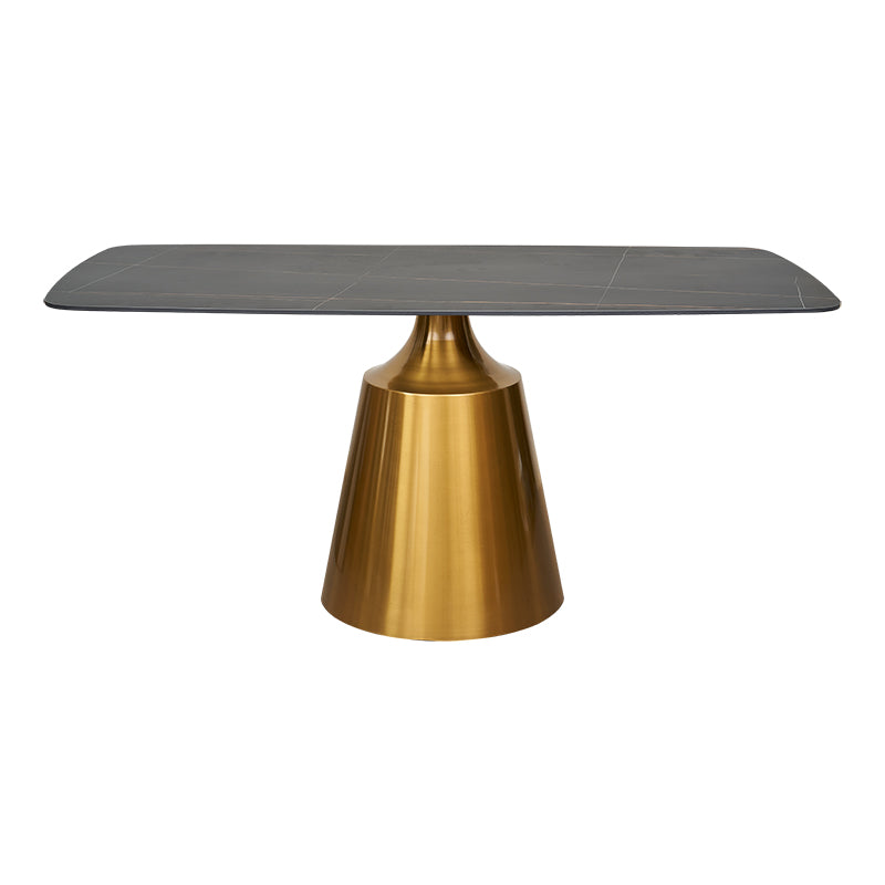 Mesa de comedor base dorada tapa Rectangular 160 cm