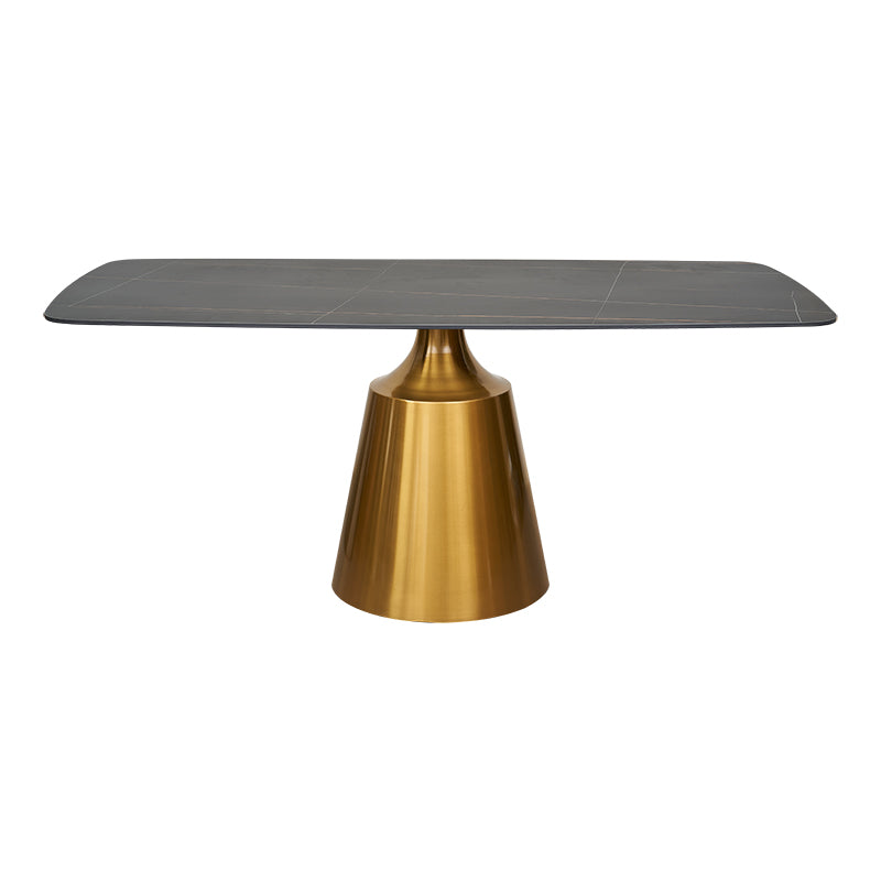 Mesa de comedor base dorada tapa rectangular 180 cm