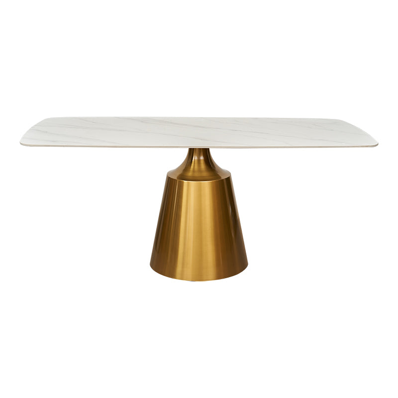 Mesa de comedor base dorada tapa rectangular 180 cm