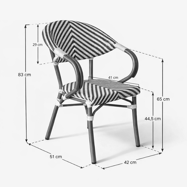 Silla Bistro París Mompelier Azul con Brazos