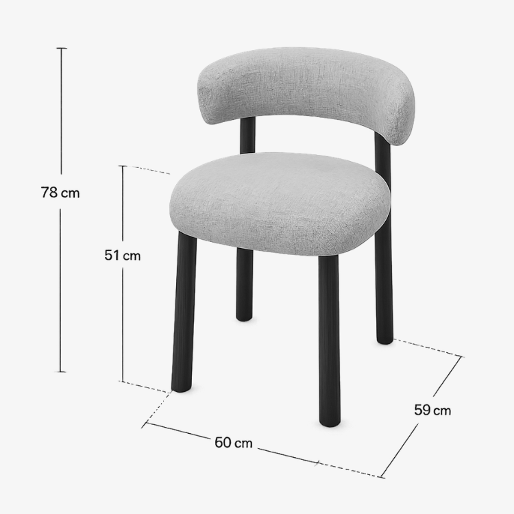 Silla de comedor ALANA tapizada beige acabado nogal