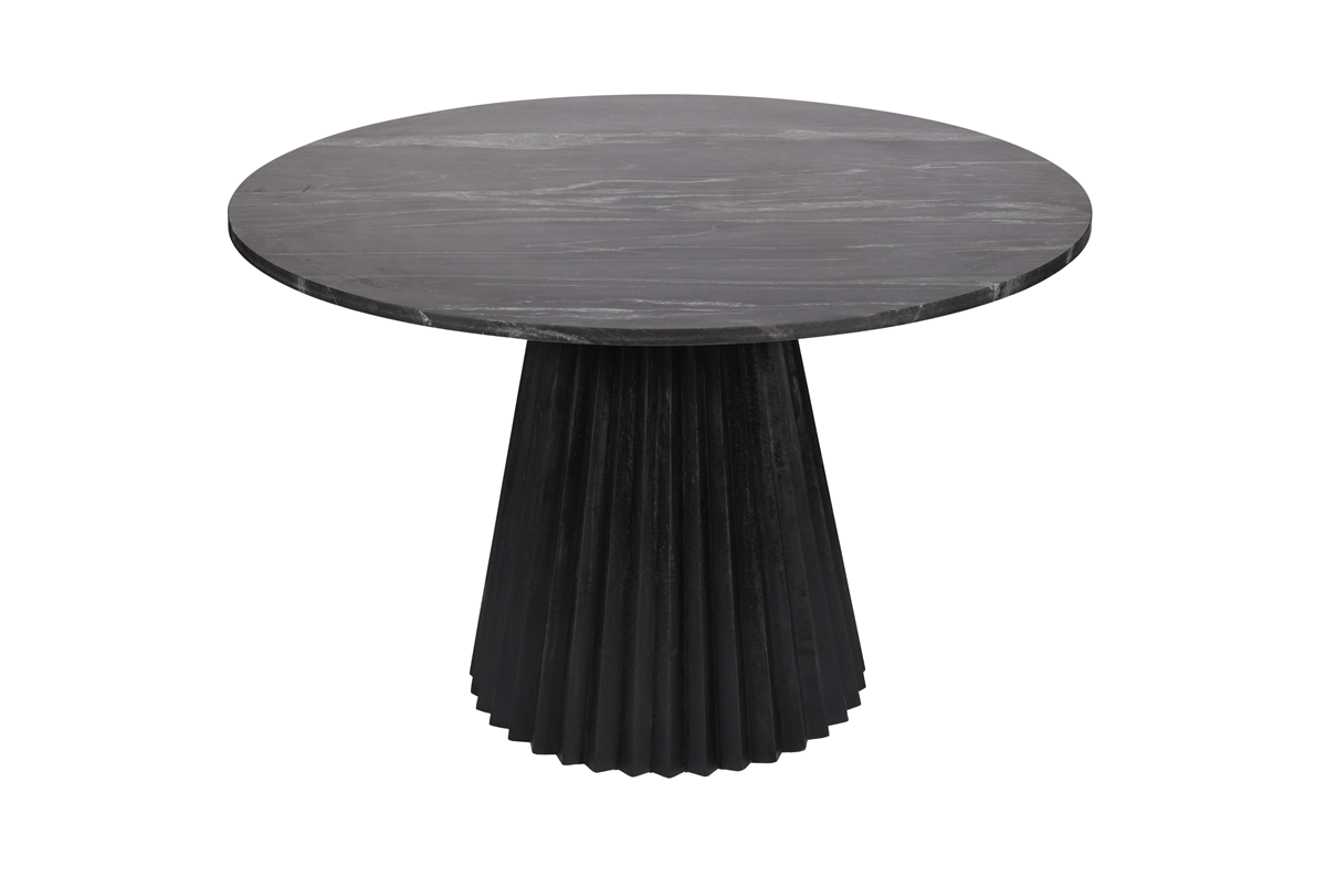 Mesa de comedor de base madera y tablero mármol 120Ø Luisa