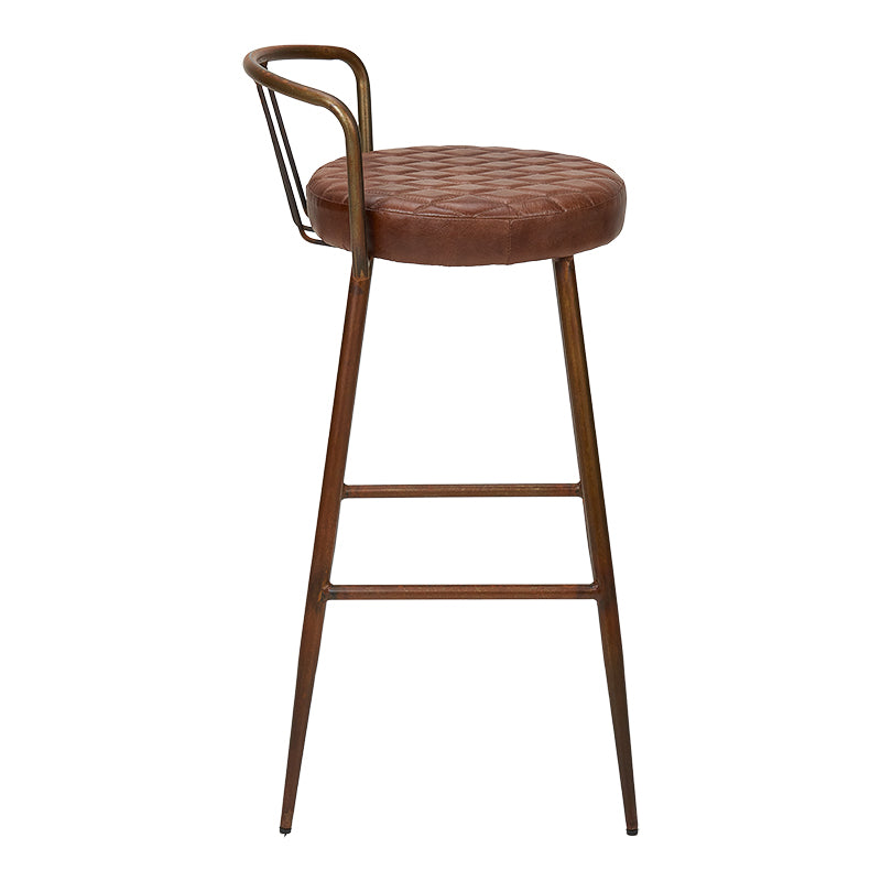 Vieux tabouret de bar acier cuir 75H Candem