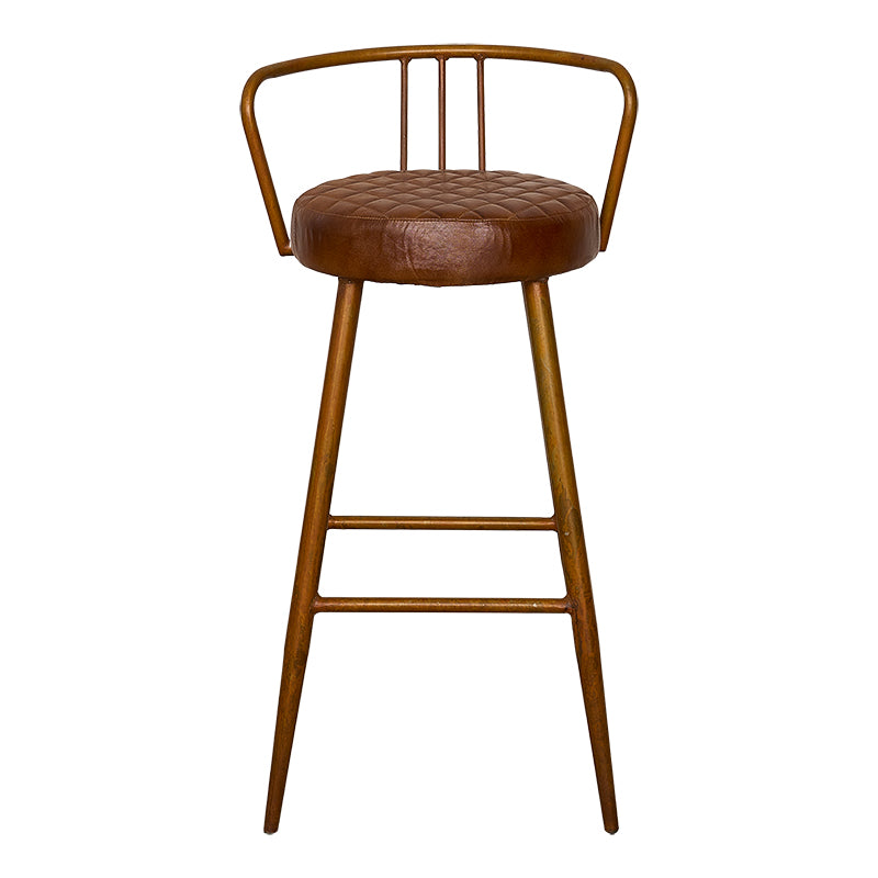 Vieux tabouret de bar acier cuir 75H Candem