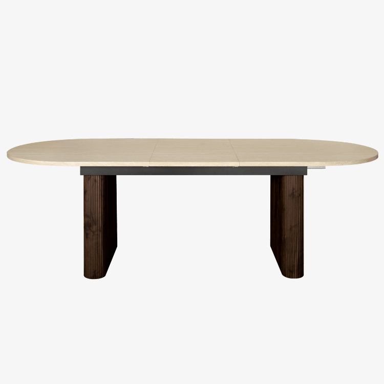 Mesa de comedor extensible ovalada Travertino-nogal 180-230 cms - Vintahome