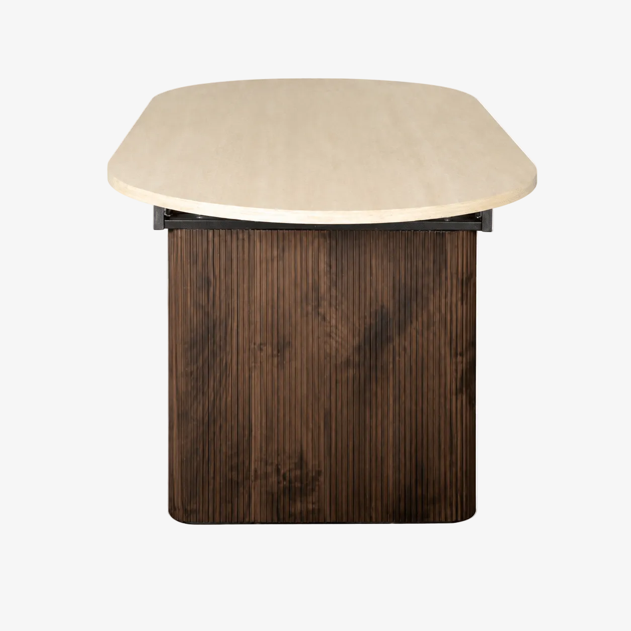 Mesa de comedor extensible ovalada Travertino-nogal 180-230 cms - Vintahome