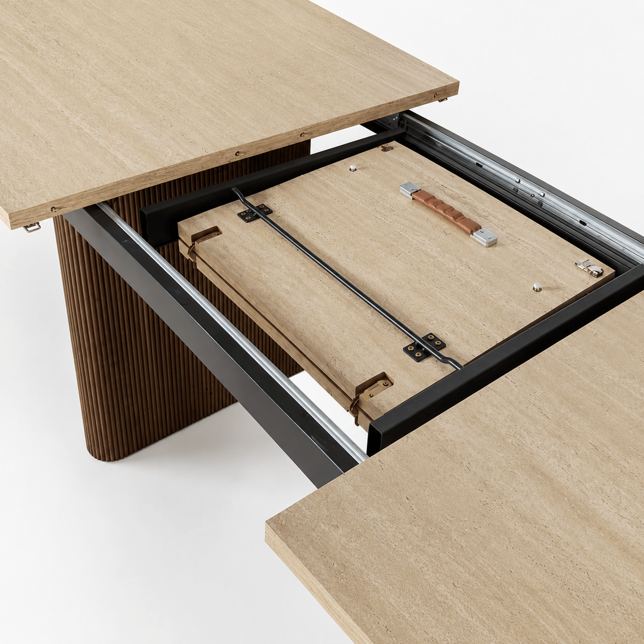 Mesa de comedor extensible ovalada Travertino-nogal 180-230 cms - Vintahome