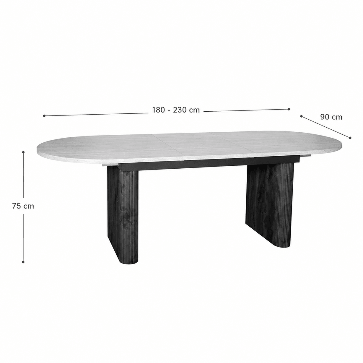Mesa de comedor extensible ovalada Travertino-nogal 180-230 cms - Vintahome