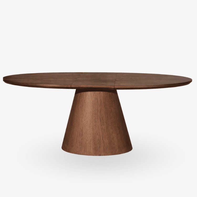 Mesa de comedor oval extensible de roble color nogal 160–200 cm EIRAN - Vintahome