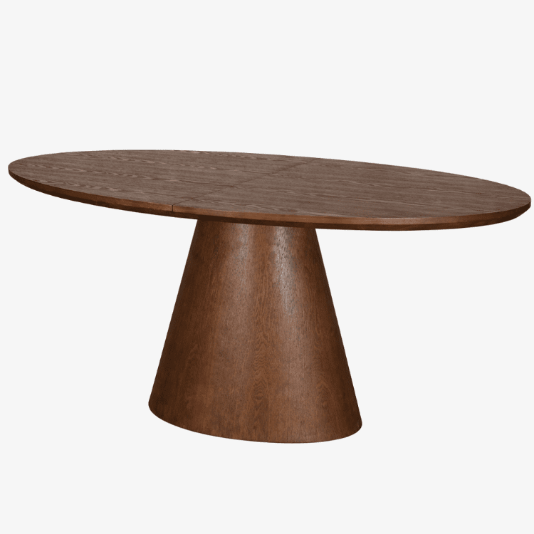 Mesa de comedor oval extensible de roble color nogal 160–200 cm EIRAN - Vintahome