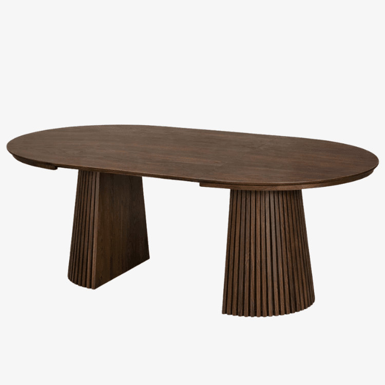 Mesa de comedor redonda extensible 120–160–200 Eleganza nogal - Vintahome