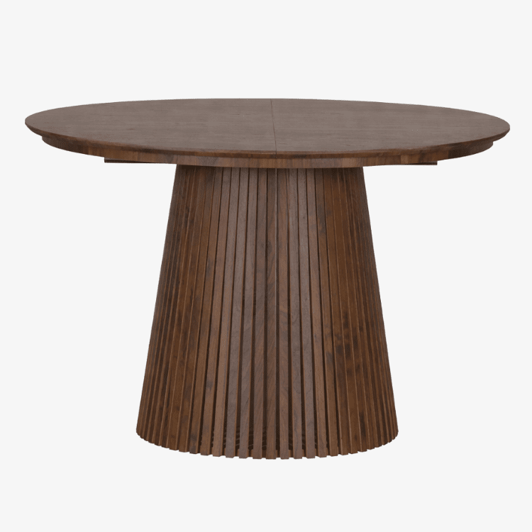 Mesa de comedor redonda extensible 120–160–200 Eleganza nogal - Vintahome
