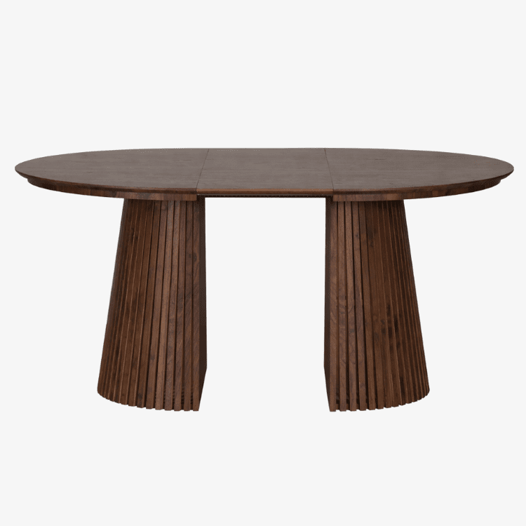 Mesa de comedor redonda extensible 120–160–200 Eleganza nogal - Vintahome