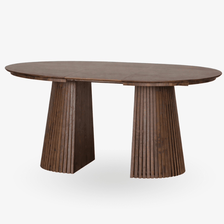 Mesa de comedor redonda extensible 120–160–200 Eleganza nogal - Vintahome