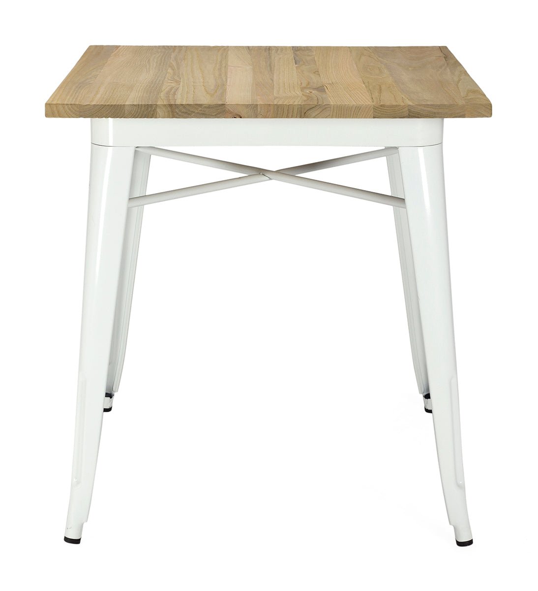 Mesa Estilo Tolix Madera clara blanca 70x70