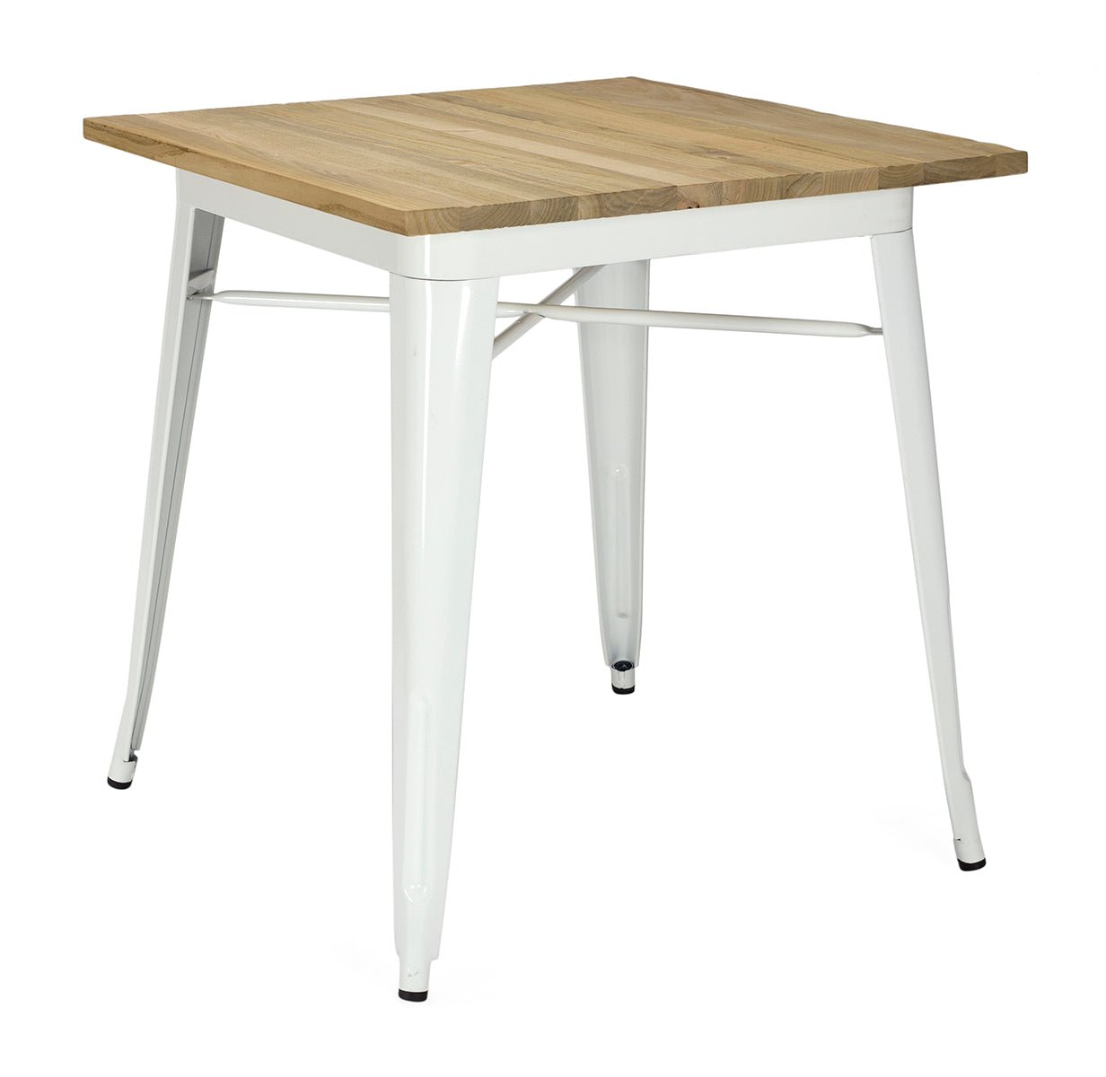 Mesa Estilo Tolix Madera clara blanca 70x70