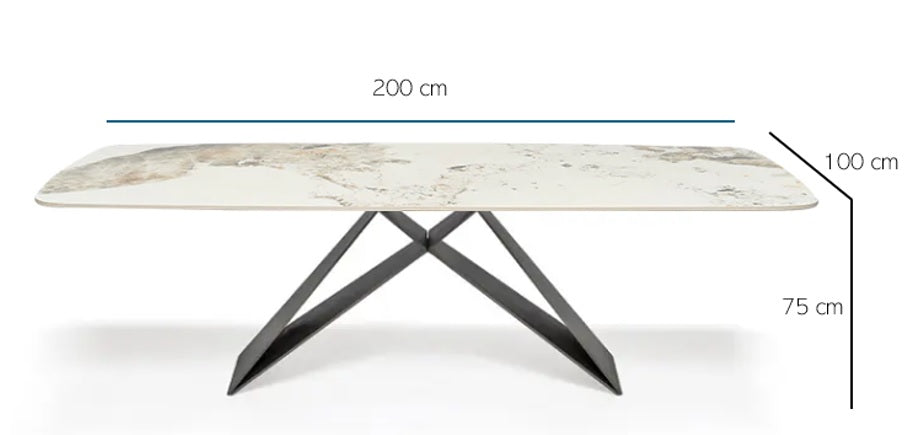 Mesa de comedor 200x100 piedra sinterizada y acero Marilyn