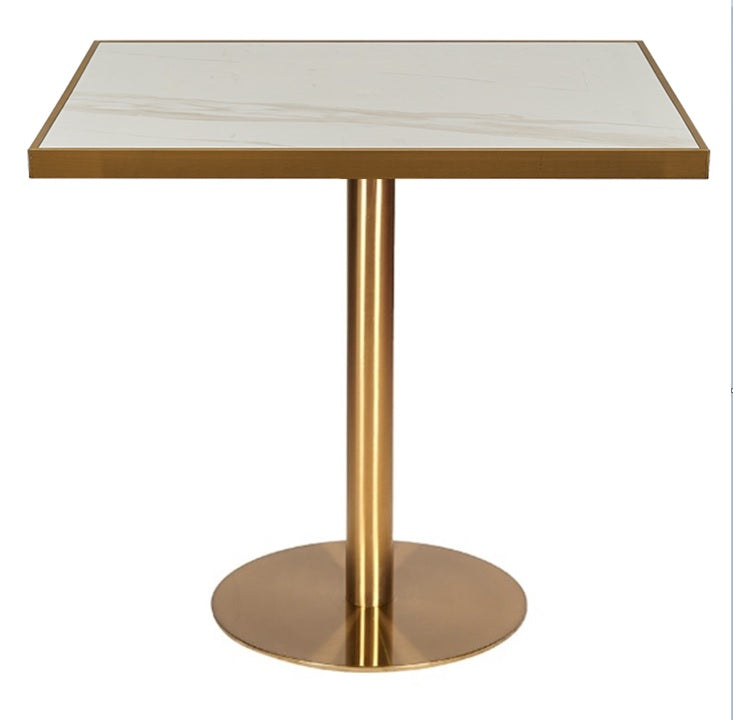 Mesa de bar cuadrada base dorada inox 70-80 cm
